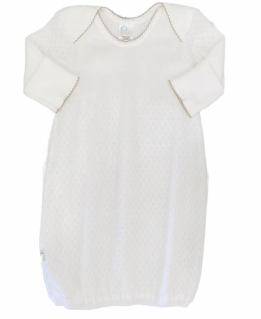 Paty LS Day Gown - White/Sand