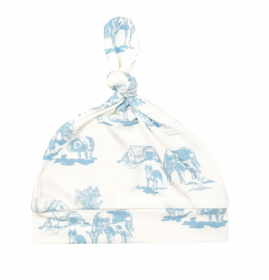 Angel Dear Knotted Hat - Farm Toile Blue