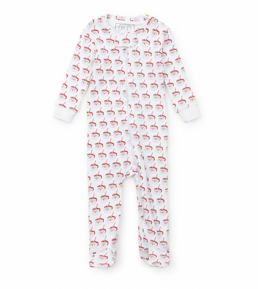 Lila + Hayes Parker Zipper Pajama in Hot Cocoa Santa