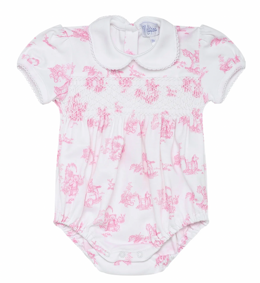 Pink Toile Smocked Bubble