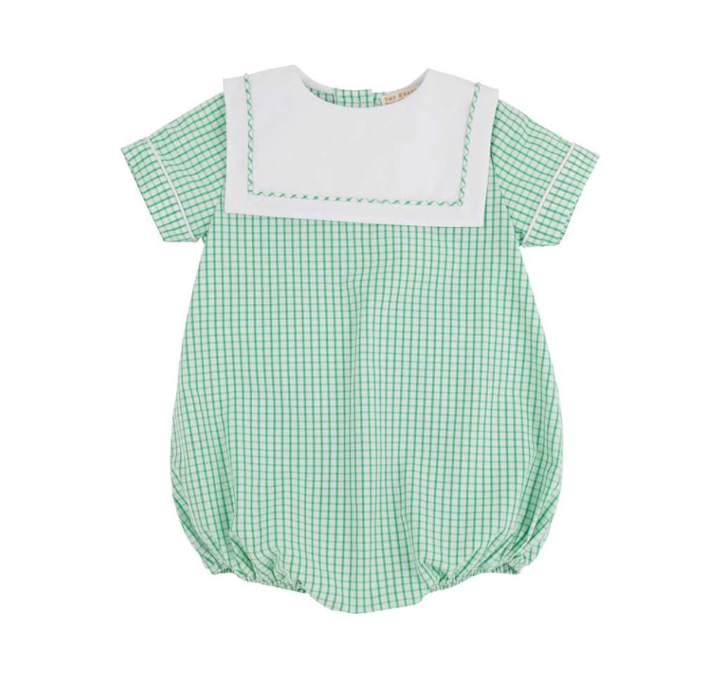 Townes Top Sail Bubble - Kiawah Kelly Green Windowpane with Worth Avenue White