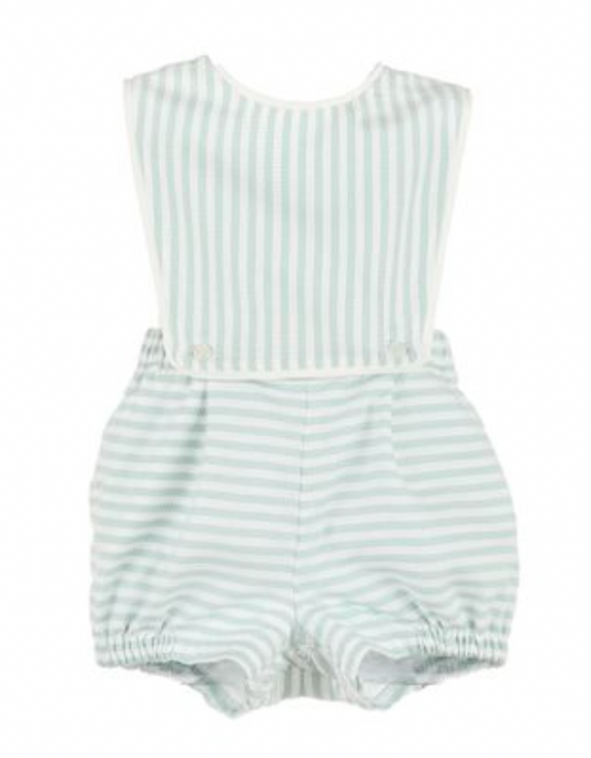 SOPHIE & LUCAS BOYS COASTAL CLASSICS STRIPED OVERALL - GREEN