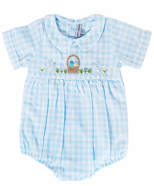 Sweet Dreams Happy Easter Blue Gingham Bubble