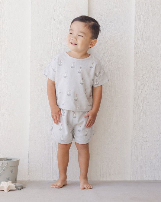 Spongy Short Set in Sailboats