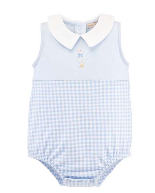 Blue Gingham Hand Embroidered Goose Bubble