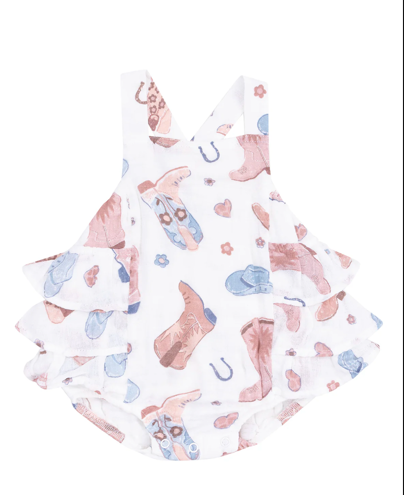 Cowgirl Boots Ruffle Sunsuit