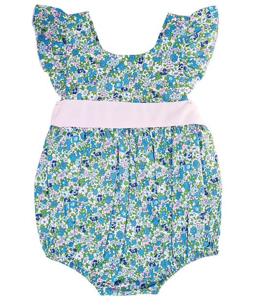 Sweet Dreams Blue/Pink Floral Print Bow Back Bubble