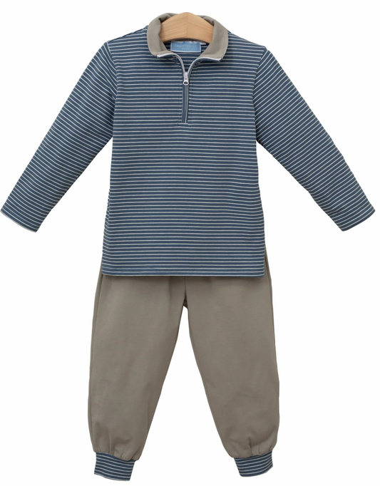 Tucker Pullover Set - Blue Stripe/ Beige