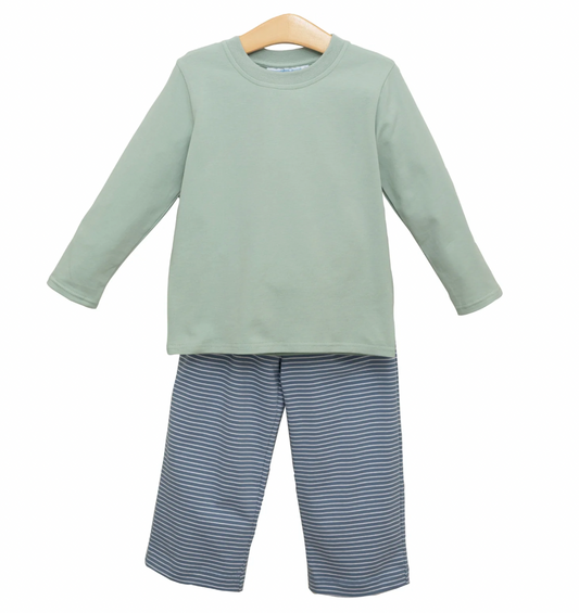 Miller Pants Set in Blue Stripe/Sage