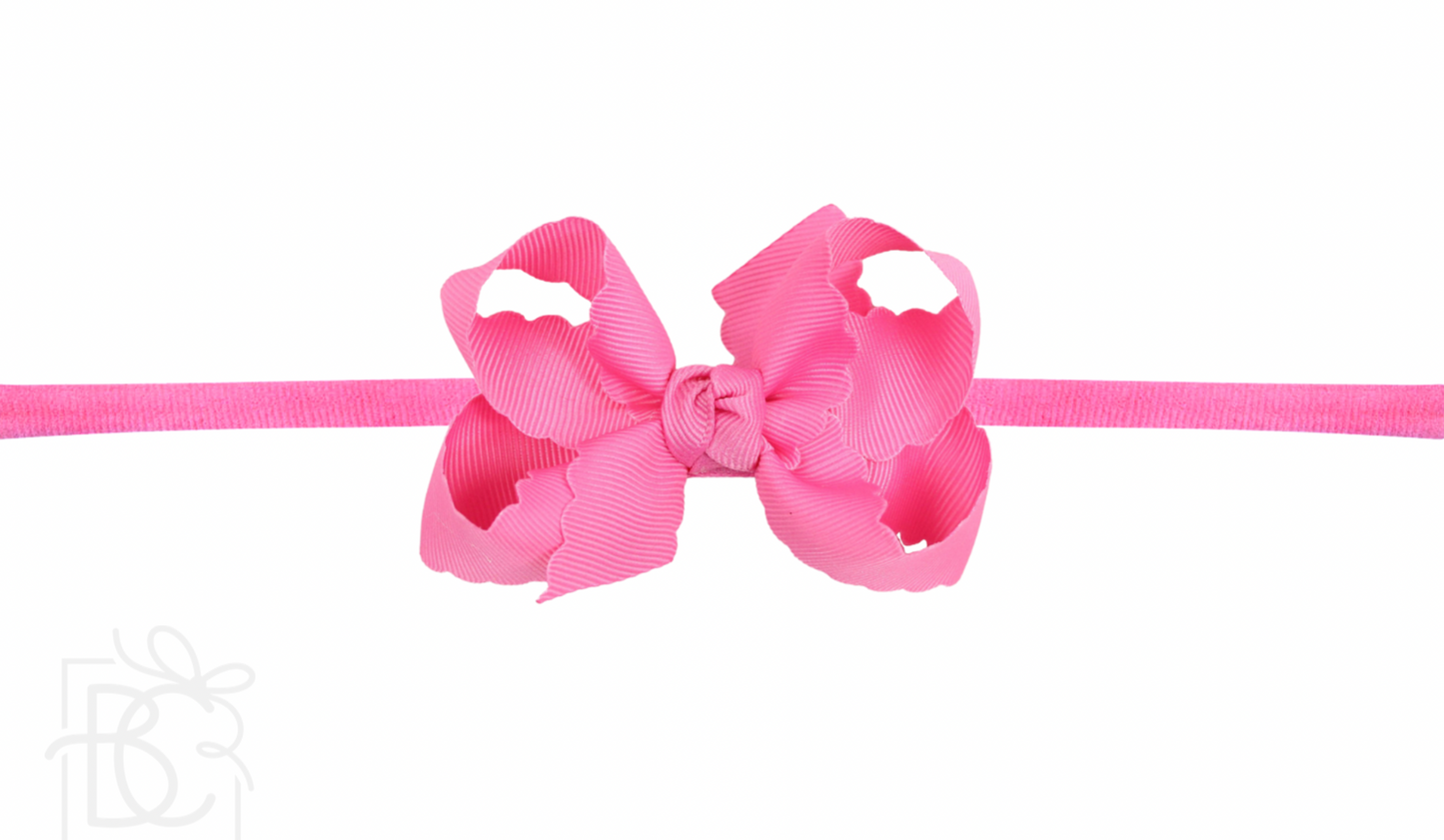 Pantyhose Headband With Scalloped Edge Bow - MEDIUM