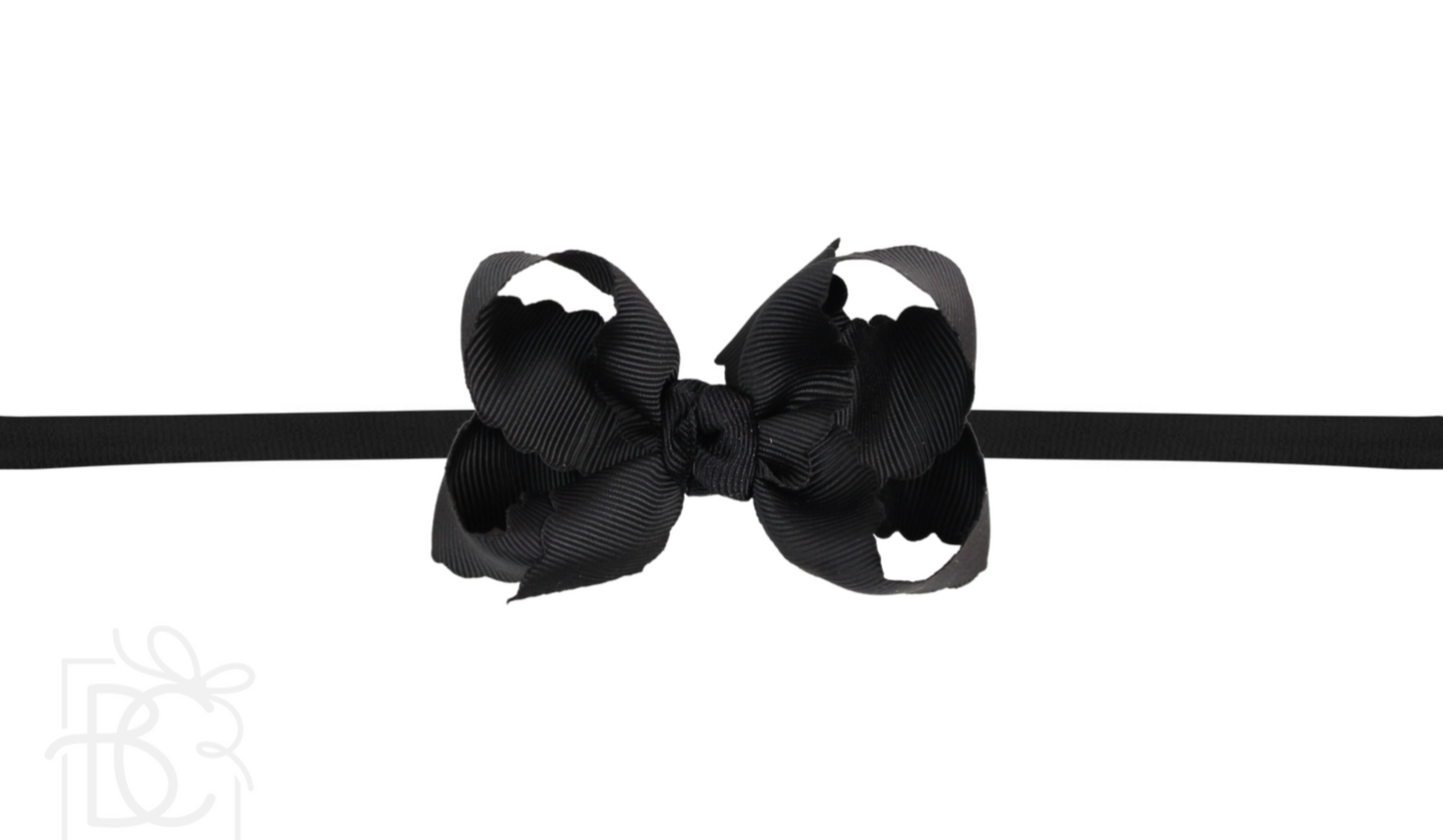 Pantyhose Headband With Scalloped Edge Bow - MEDIUM