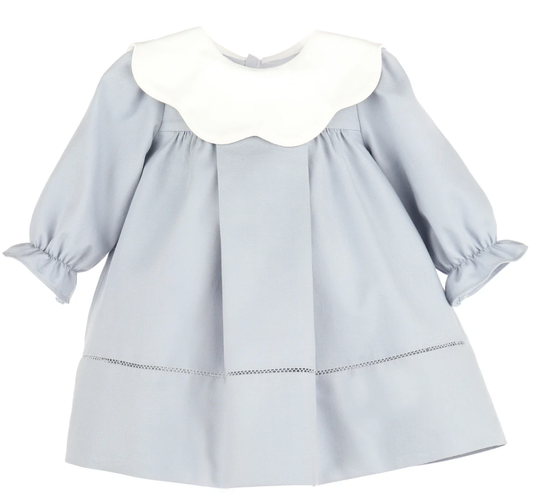 Frosty Frill Scallop Dress in Blue