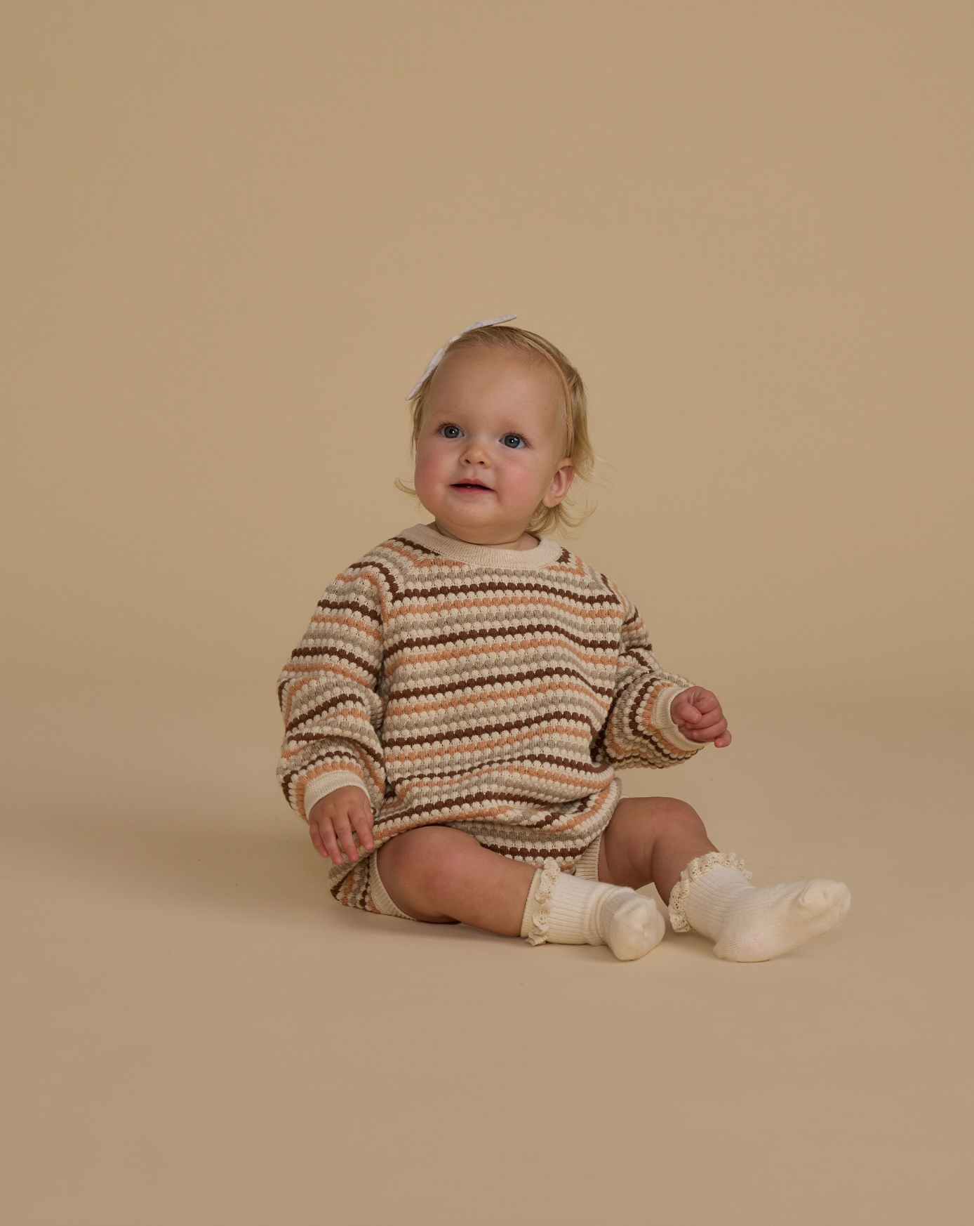 Crewneck Romper in Honeycomb Stripe