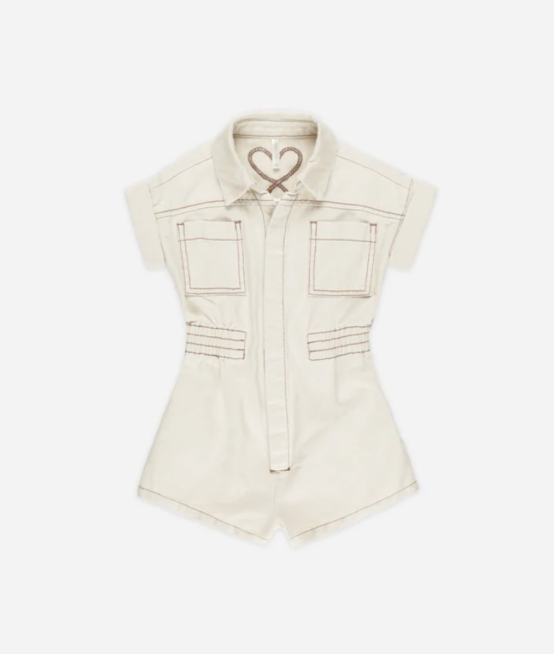 Utility Romper in Natural