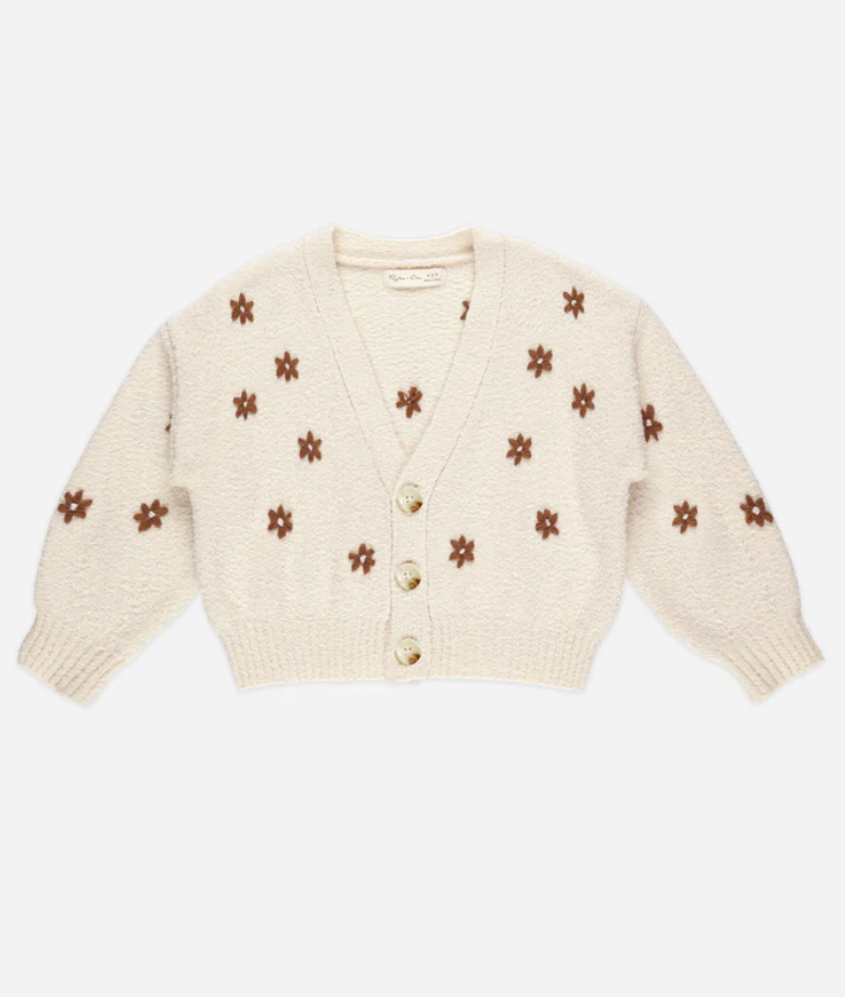 Boxy Crop Cardigan in Flowers