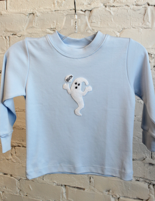 Squiggles Blue Ghost Long Sleeve T- Shirt