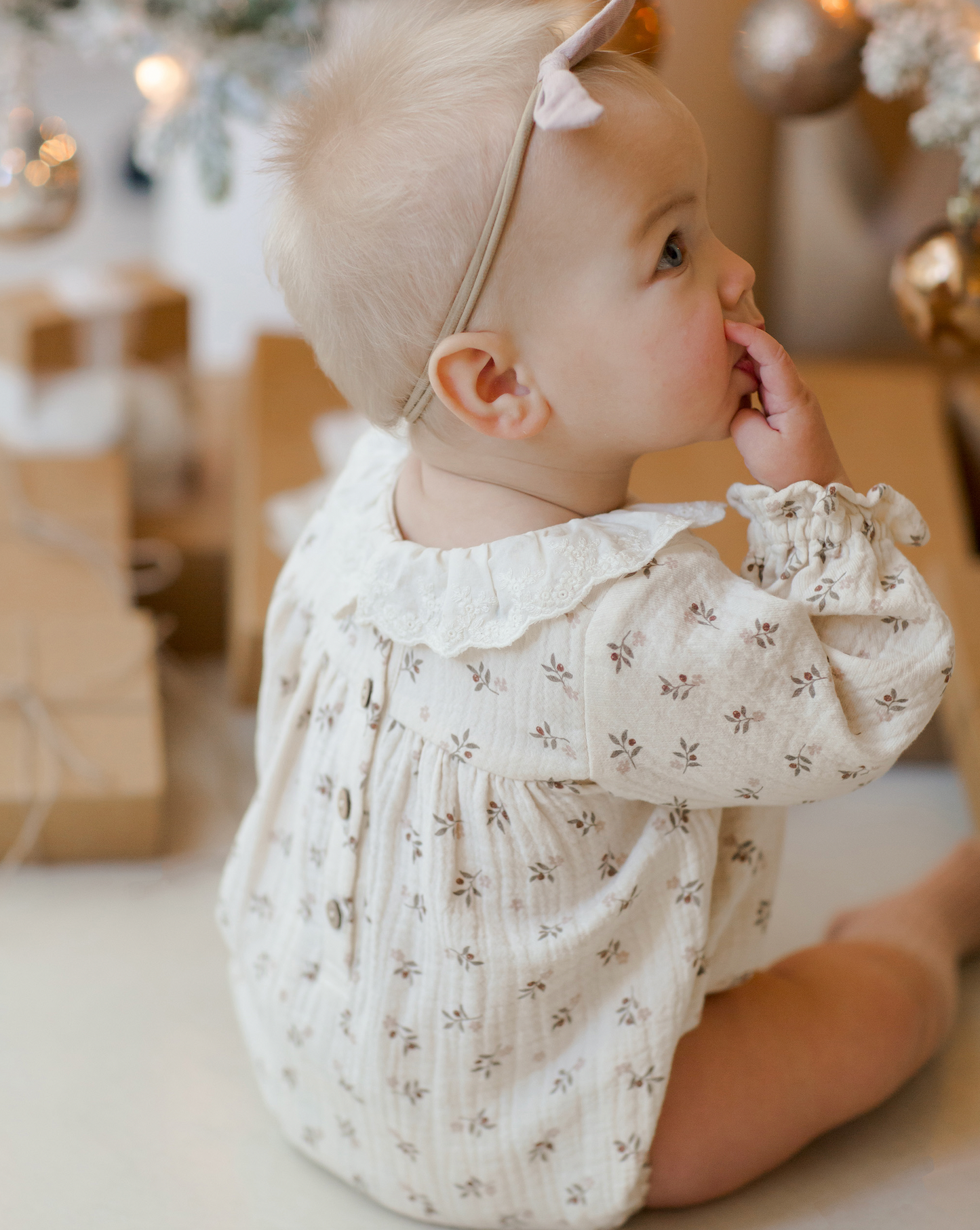 Collared Bubble Romper in Winter Floral