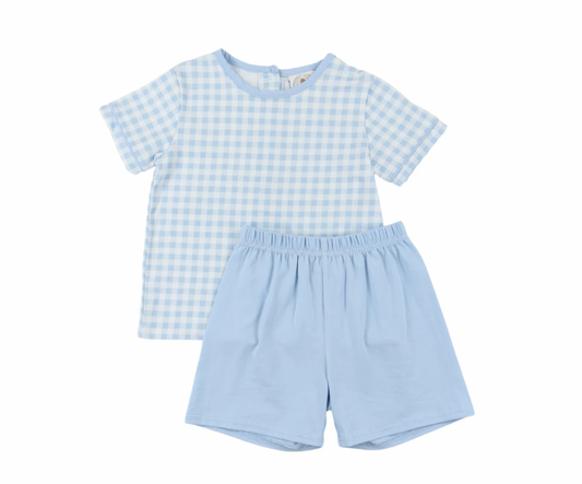 Classic Gingham Blue Short Set