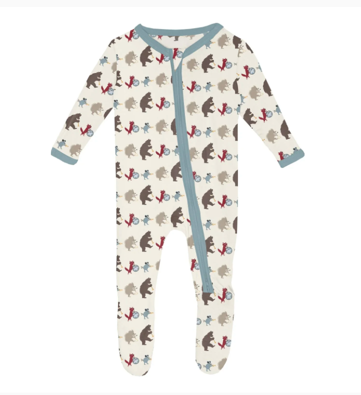 Kickee Pants -Footie/Convertible Sleeper - Natural Marching Band