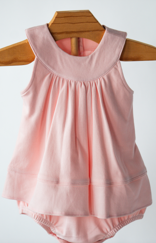 Squiggles- Pink Apron Romper