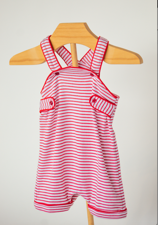 Squiggles- Red Striped Sunsuit