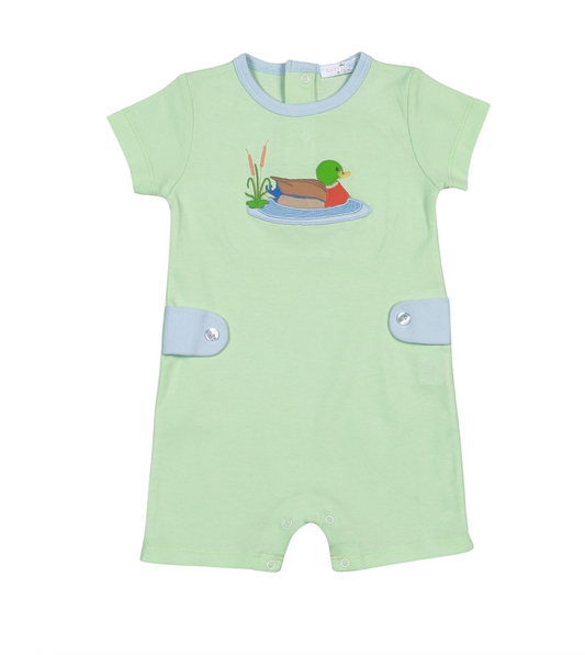 Green Mallard Duck Pima Applique Romper