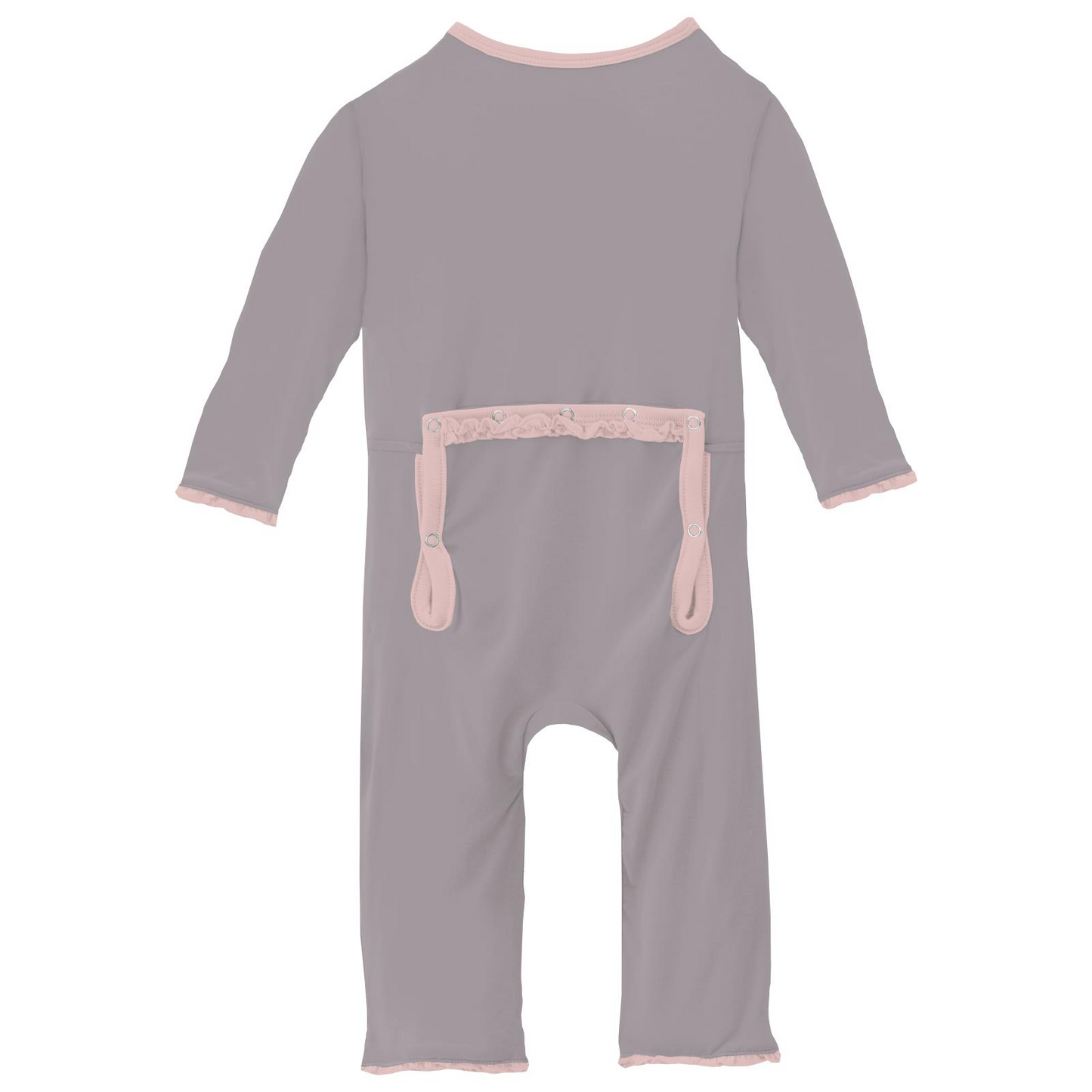 KicKee Pants Romper in Feather with Baby Rose